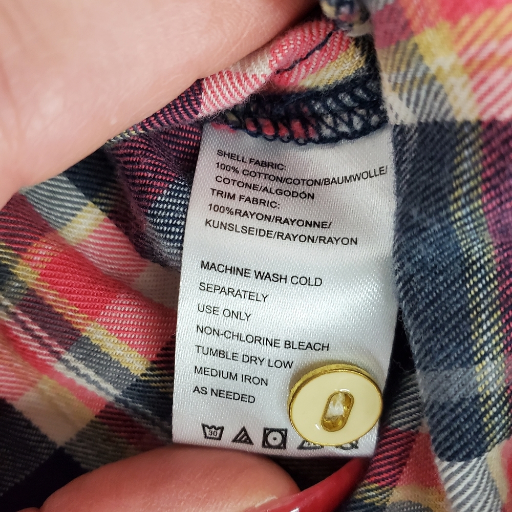 Anthropologie Isabella Sinclair Womens Plaid Flannel Pop Over Blouse SZ XS - Picture 14 of 16